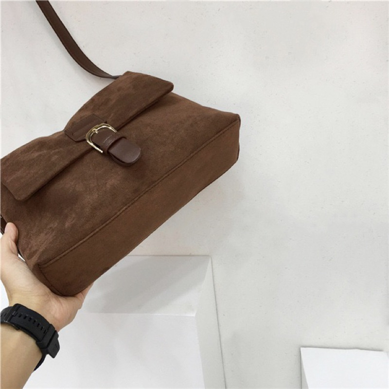 Tas Selempang Beludru Wanita Tas Cewek Retro Suede Messenger Bag GS 574