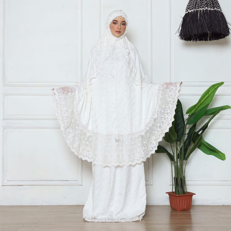 MUKENA SUTERA JP BORDIR TIMBUL RIMPEL TILE COTTON DL / MUKENA SUTERA JP PRADA / MUKENA SUTERA KURNIA