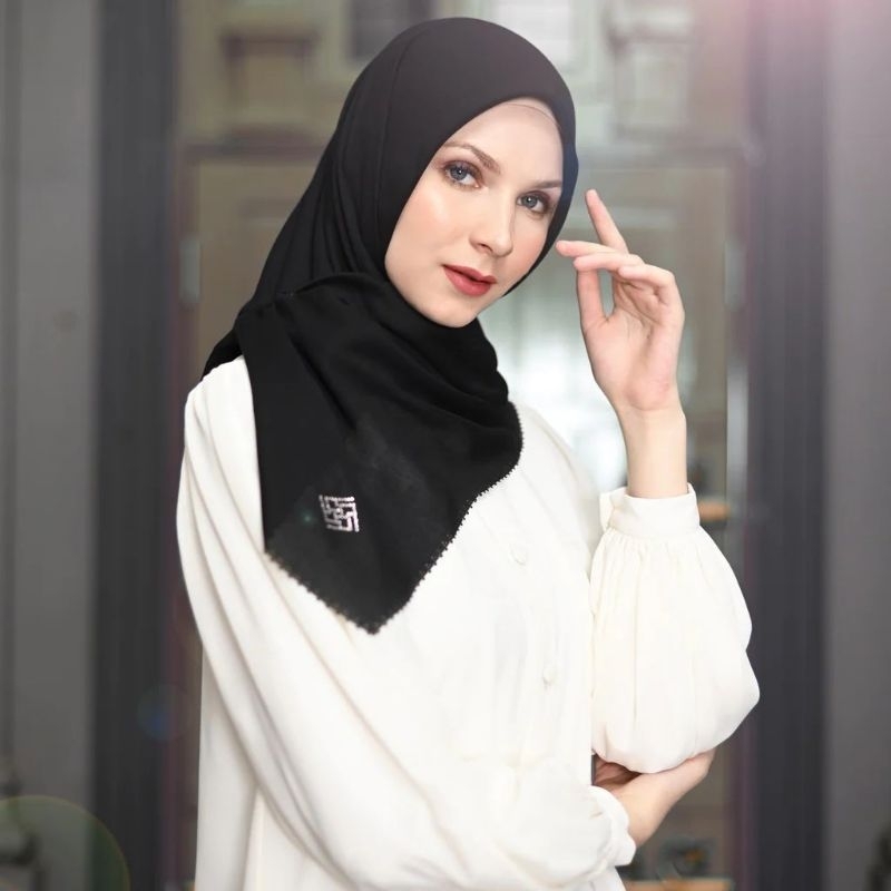 Delicate Scarf Black Jilbab polos hitam original ivan gunawan voal premium