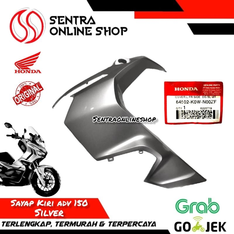 Cover L fr side legshield sayap luar kiri adv 150 silver abu abu metalik original hgp 64301k0wn00zf