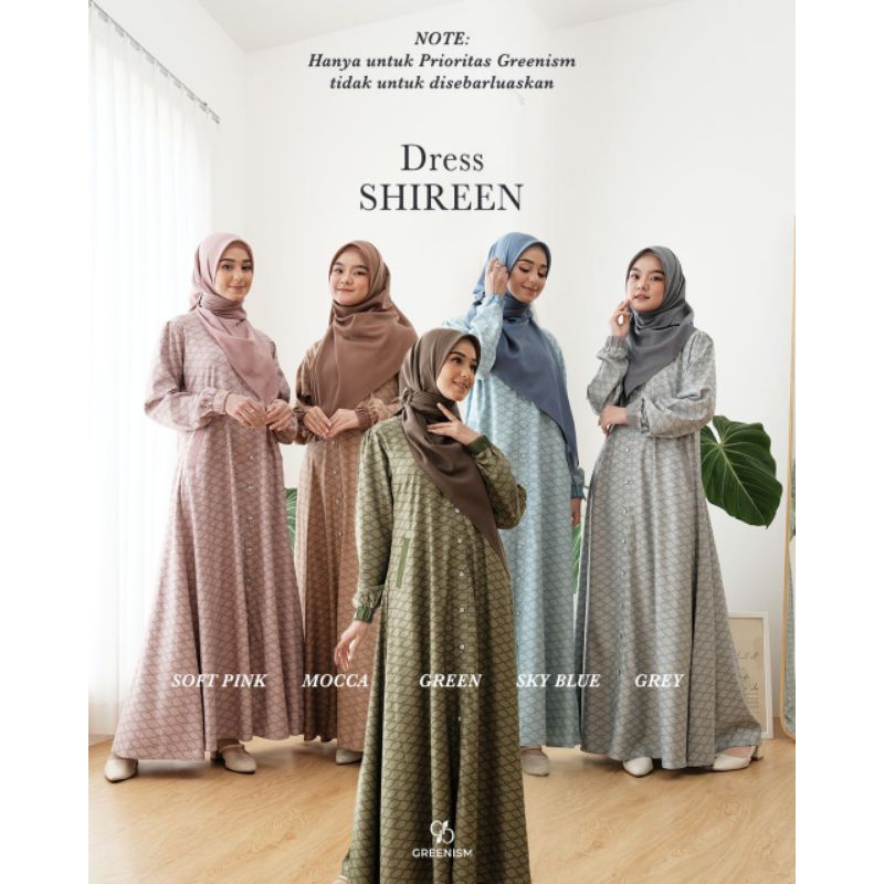 SHIREEN DRESS BY GREENISM ORIGINAL | Dress Muslim Motif Elegan Bahan Katun Madinah