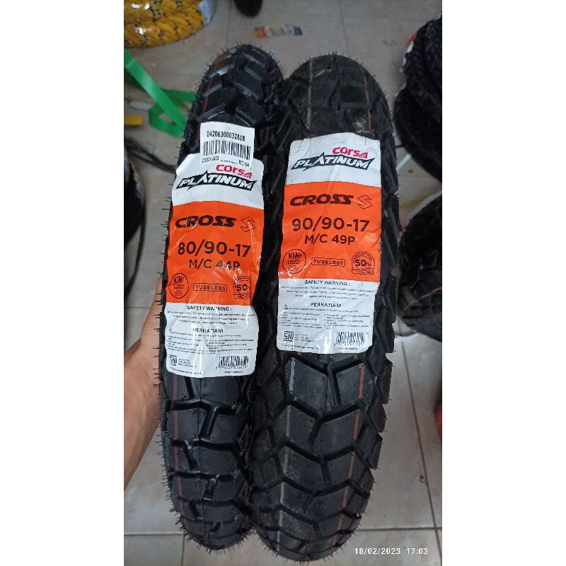 Sepasang ban tubles corsa cross s, 80/90-17 &amp; 90/90-17. free pentil !!!