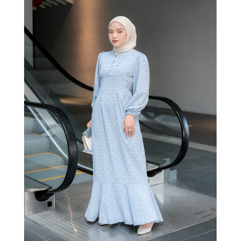 Belle Eudia Dress Ld 102 Pb 140/Eudia Dress Motif Dott/Gamis Kancing Depan/Gamis Daily/Gamis Harian/Gamis Santai/Gamis Kondangan