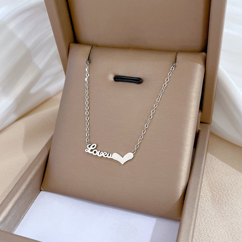 kalung tulisan love titanium asli