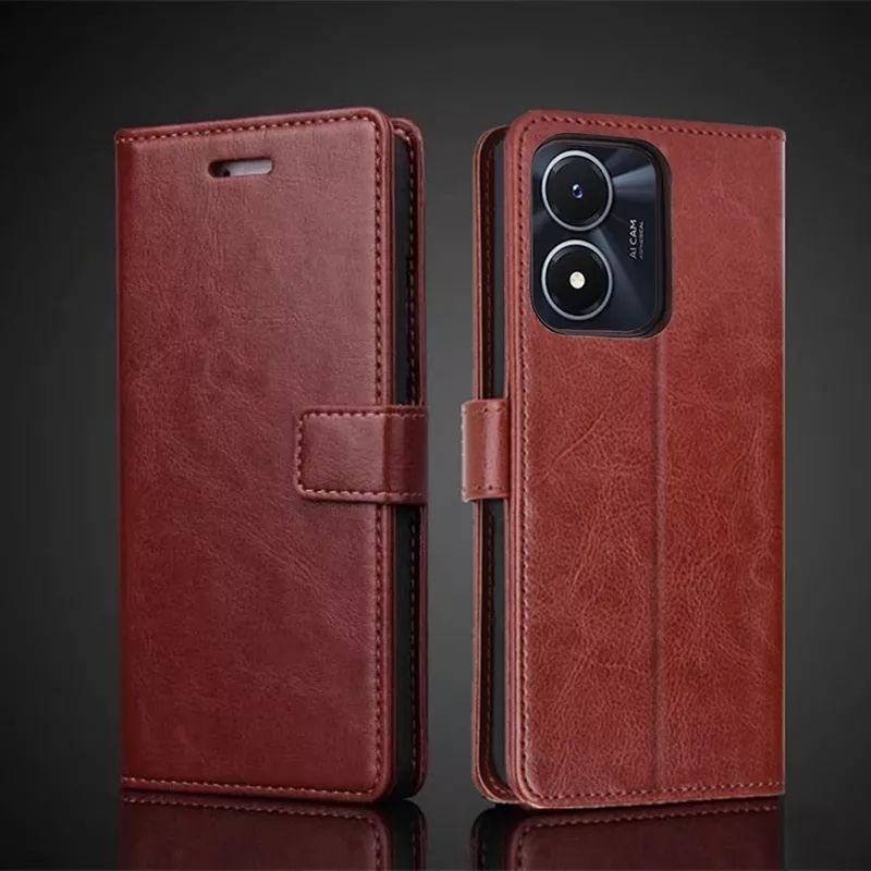 Case Vivo Y15s 2021 / Vivo Y16 2022 Flip Leathter Case Sarung Dompet Hp Premium Cover Wallet Softcas
