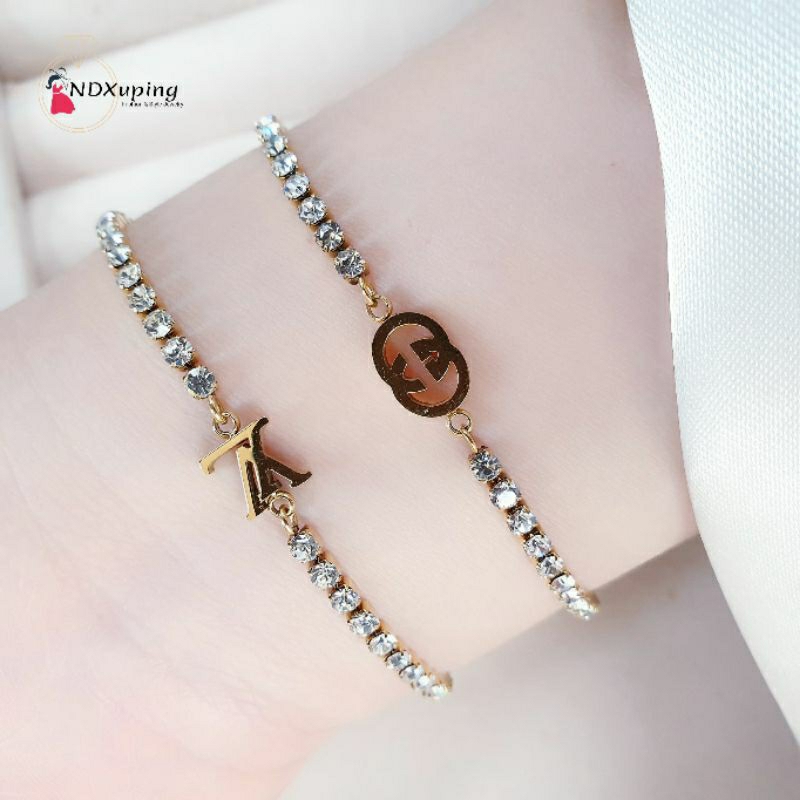 Gelang Tangan Rantai Permata Fashion Gold Cantik Dan Simple N27022302