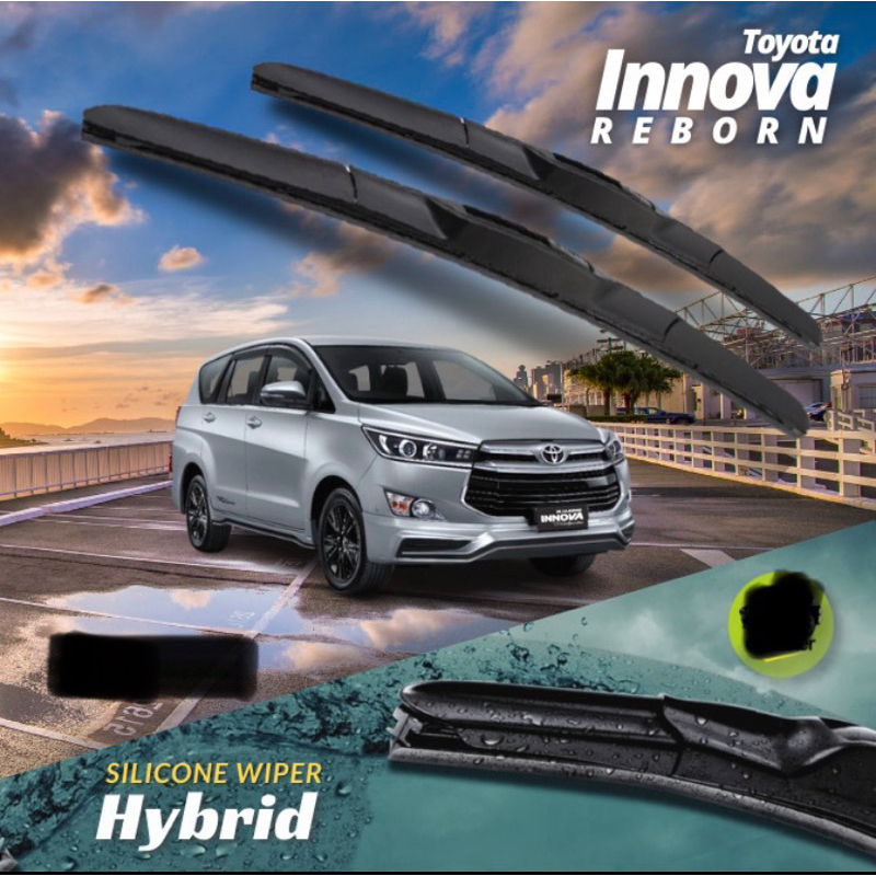 Wiper frameless innova reborn karet kaca depan mobil silicon hybrid