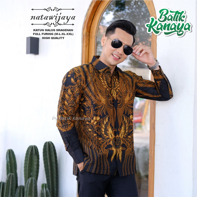 NATAWIJAYA Baju Batik pria Full Furing Bahan Katun Sragenan