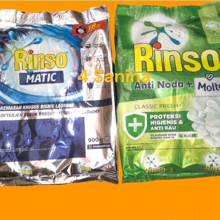 Rinso matic bubuk 900 gr,Cair Matic 165ml &amp; Rinso anti noda + molto 770 gr / rinso professional / rinso matic.