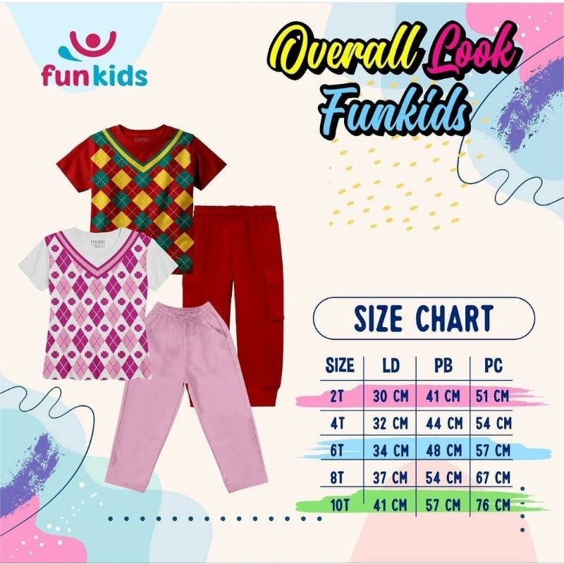 Setelan funkids overall look / satu set baju dan celana anak usia 2-10tahun