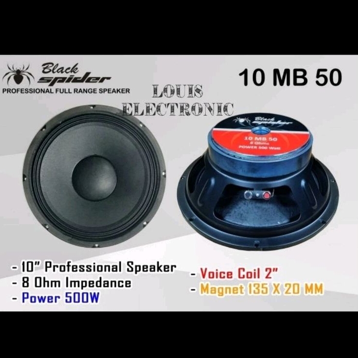 Komponen Speaker Black Spider 10 MB 50 10 Inch 10MB50 Mid Bass Outdoor ORIGINAL