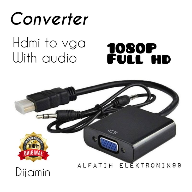 CONVERTER HDMI TO VGA WITH PORT AUDIO 1080P FULL HD