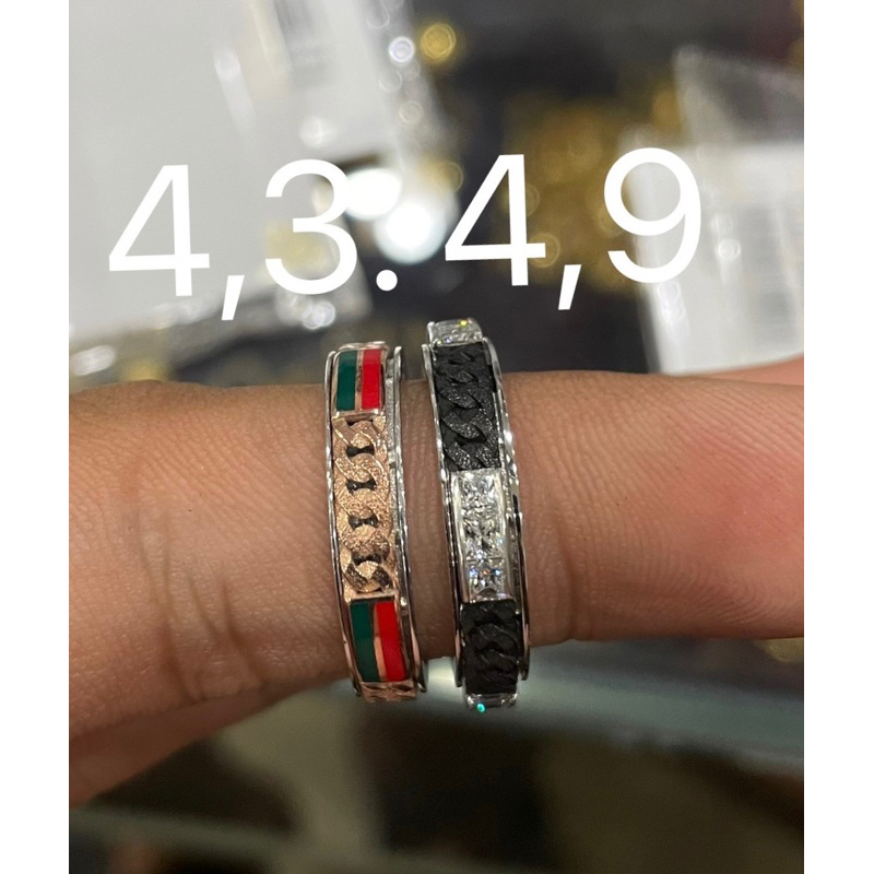 Cincin anak dan dewasa emas asli kadar 750 75% 22 4 gr fashion cantik elegan padat ikat pinggan hitam rantai sisik