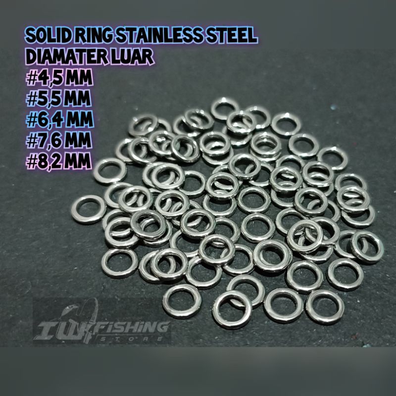 10 pcs solid ring bulat bahan stainless steel ukuran diameter luar 4,5 mm, 5,5 mm, 6,4 mm, 7,6 mm da