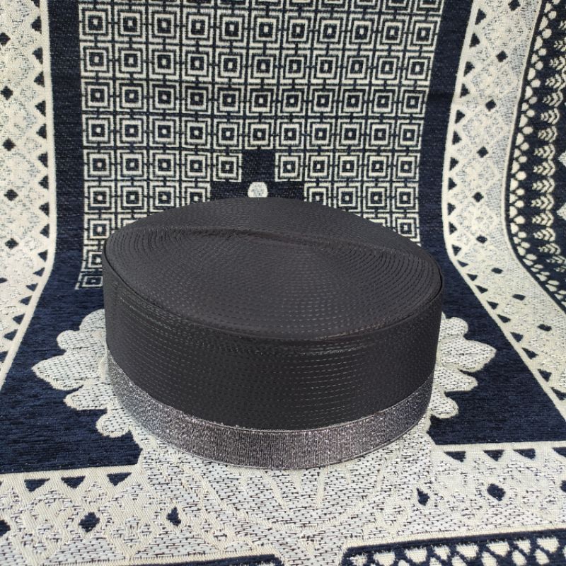 songkok peci reca BUGIS HITAM LIST SILVER bahan mika kaku Songkok recca bugis bone peci rajut peci b
