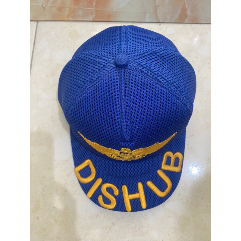 Topi Dishub Bahan Dobel mess Biru//hitam