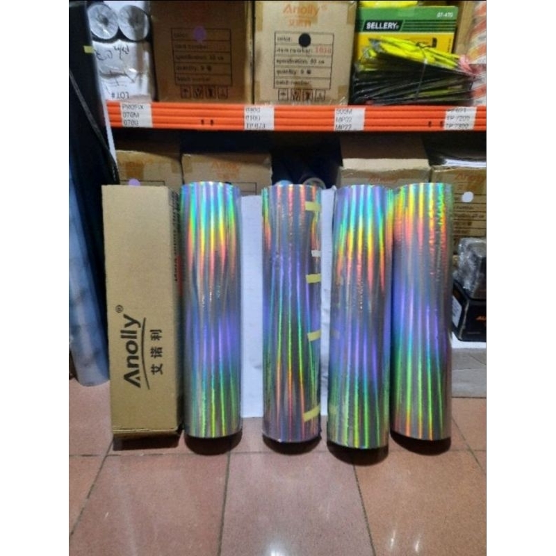 ROLL Sticker Anolly Silver Laser Chrome hologram Rainbow 60cm x 50meter ROLL