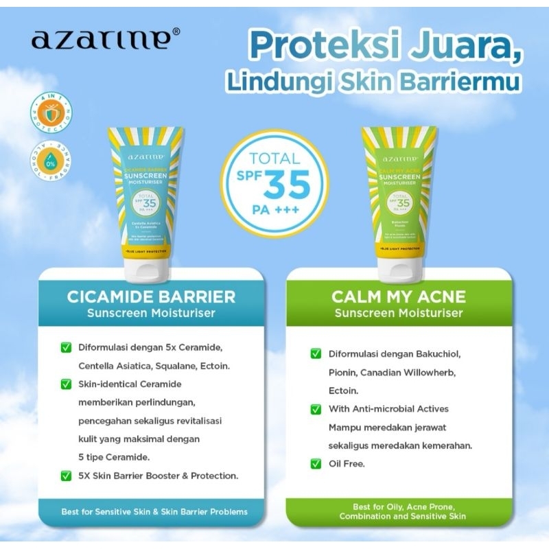 AZARINE Cicamide Barrier Sunscreen Moisturizer SPF 35 PA+++ 40ml