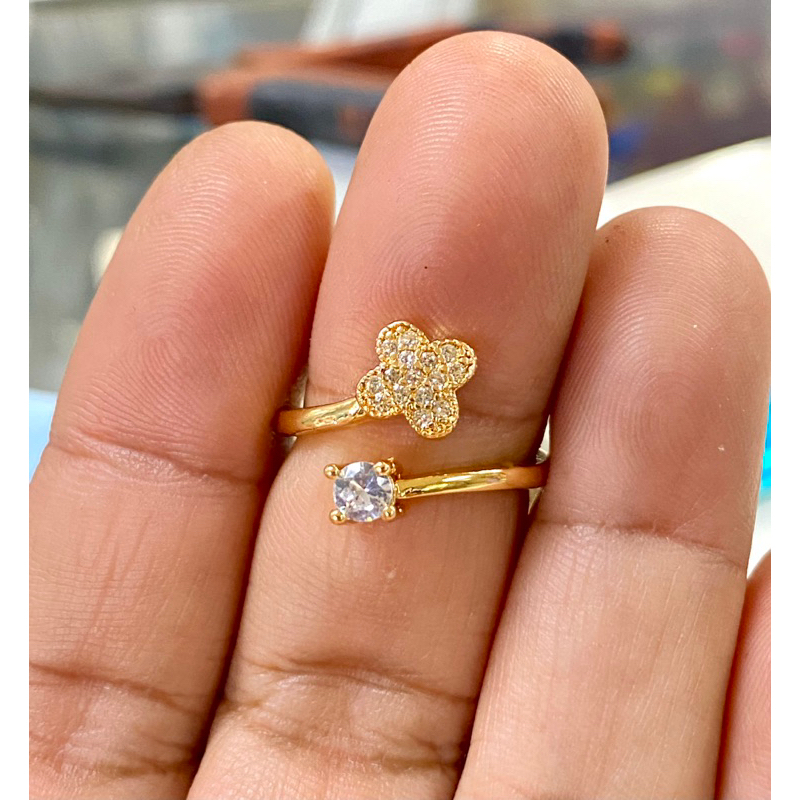 Cincin wanita lapis emas yaxiya xuping cicin permata elegan