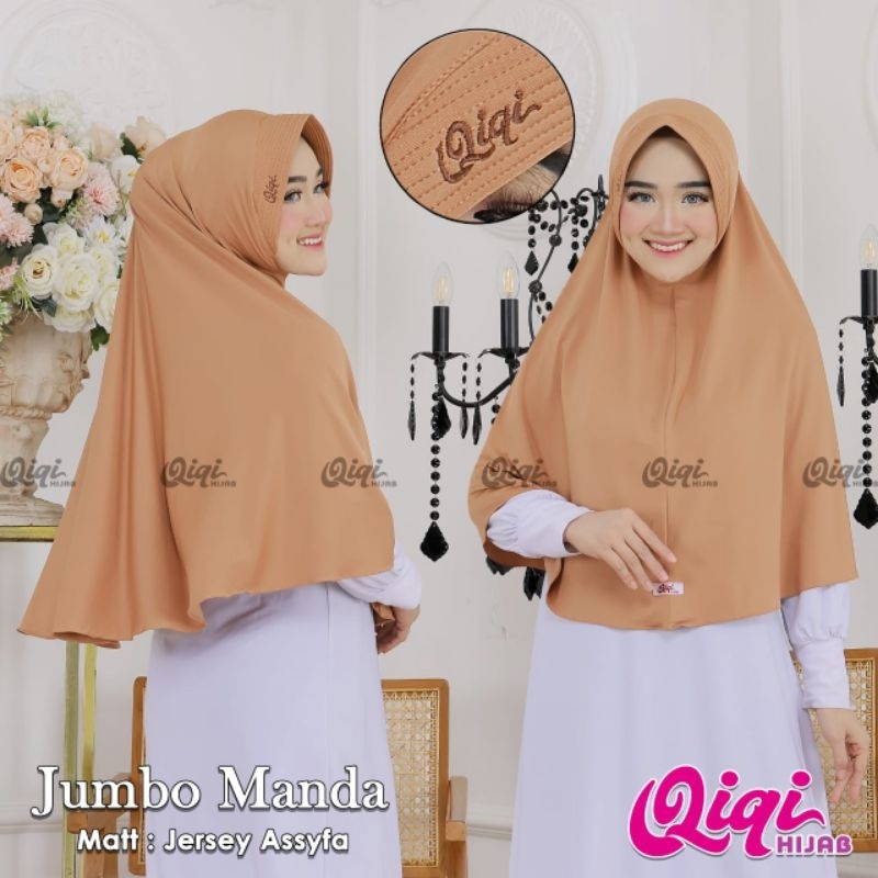 [ Qiqi Hijab ] JUMBO MANDA••hijab instan jersey premium••hijab jumbo