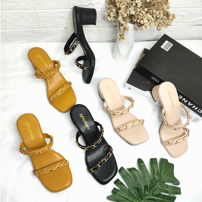 Afrishoes Sopia Sandal Heels Wanita Ban Dua 5cm