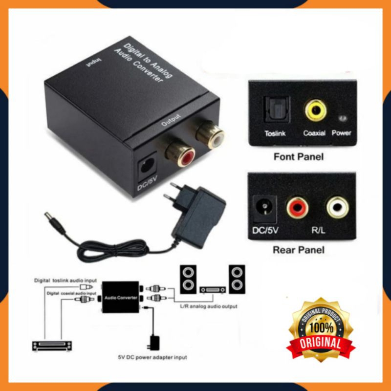 [COD] PAKET LENGKAP DIGITAL TO ANALOG AUDIO CONVERTER DARI TV KE SPEAKER AKTIF HOME THEATER / OPTICAL/COAXIAL TO RCA + KABEL TOSLINK OPTICAL AUDIO TV 1.5M ORIGINAL