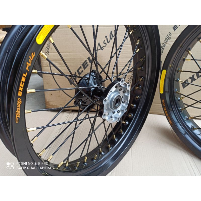 Paketan Velg Supermoto KLX DTRACKER Velg Excel Asia 300 350 17 Tromol jari jari sudah stel