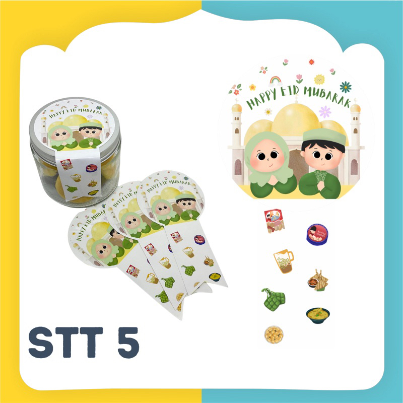 (1Pak =20) STT ~ Stiker Label Toples idul fitri, Stiker Toples Lebaran, Stiker Eid Mubarak, Sticker Eid, Stiker Segel Toples Kue