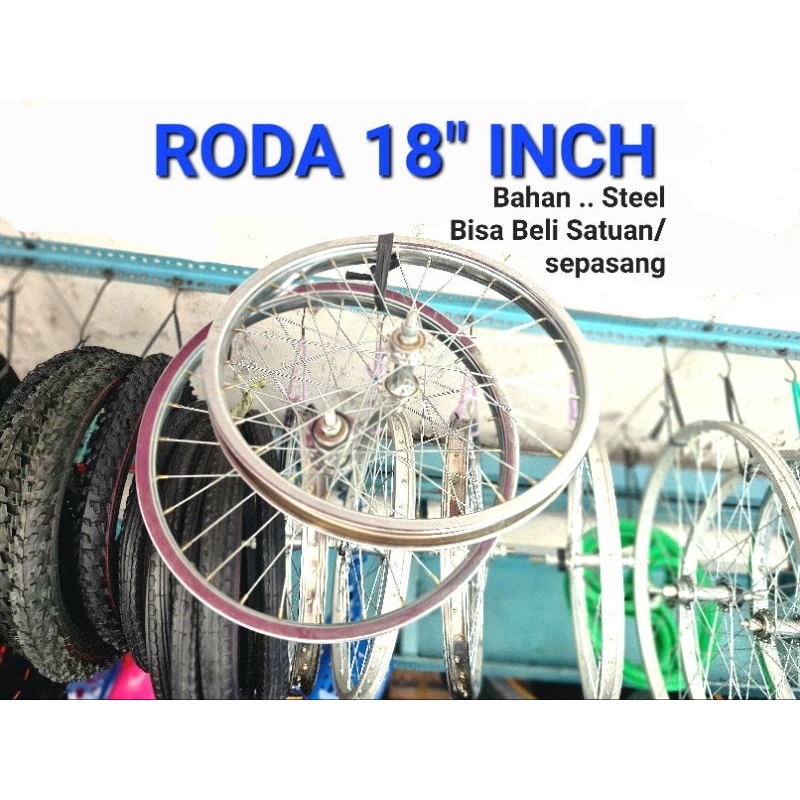 RODA SEPEDA 18 INCH VELG 18 INCH SEPEDA ANAK BMX MINI WHEELSET 18 INC BAHAN BESI STEEL SEPASANG BISA DEPAN DAN BELAKANG