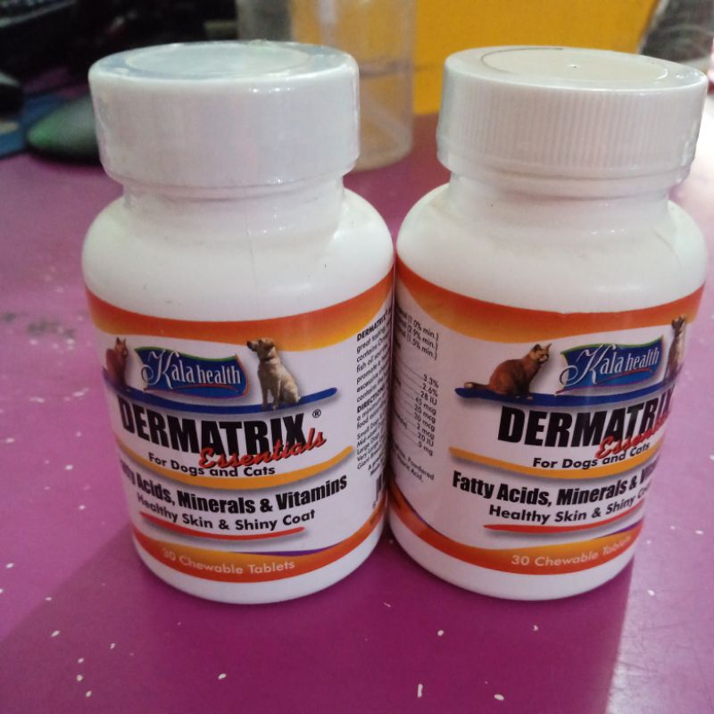 Vitamin Bulu Dermatrix  eEssensials dog &amp; cat 30 tablet vitamin bulu &amp; kulit kucing &amp; anjing