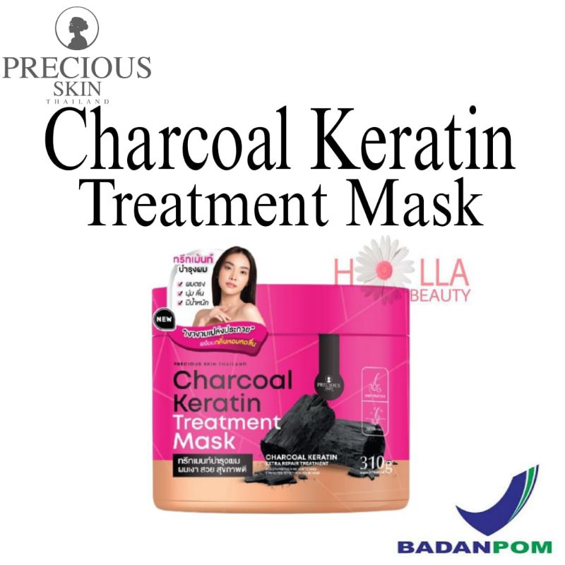 Precious Skin Thailand Charcol Keratin Treatment Mask 310g / keratin rambut / masker rambut / masker thailand / keratin charcoal