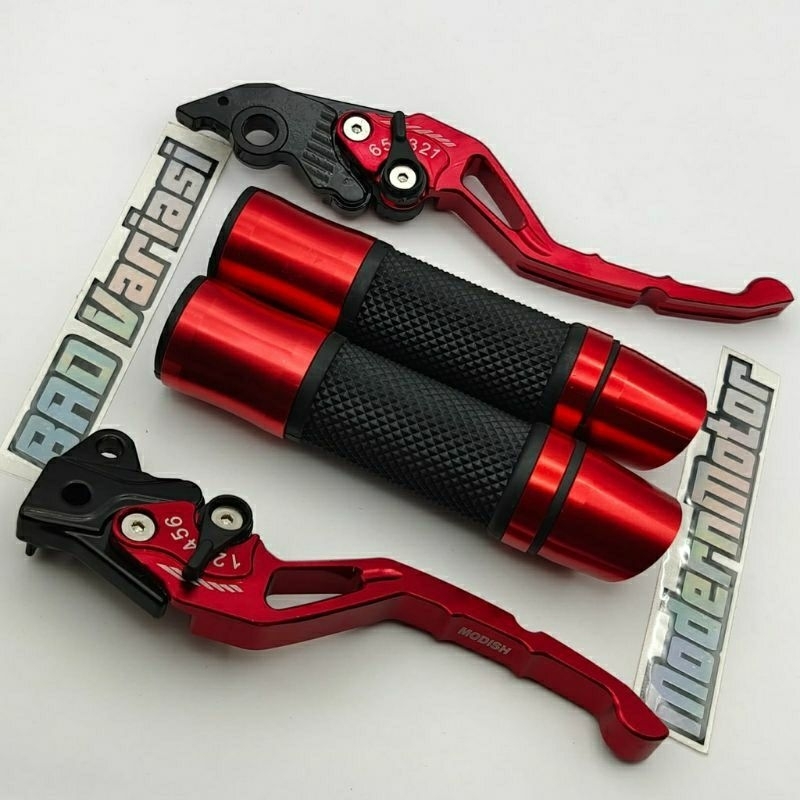 Paket Hemat Grip Handgrip Jalu Miring CNC + Handle Rem Stelan CNC Nmax PCX Aerox Vixion Beat Mio Tiger Lexi Vario