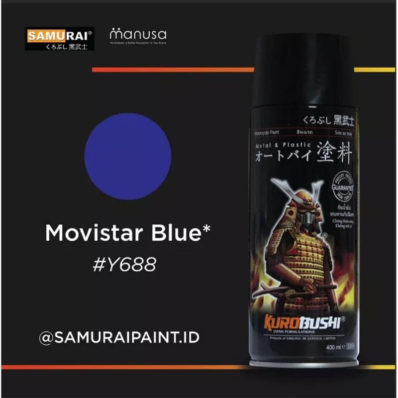 SAMURAI PAINT Y688 MOVISTAR BLUE CAT SEMPROT SPRAY WlARNA BIRU tahan bensin bukan merk PYLOX DITON S