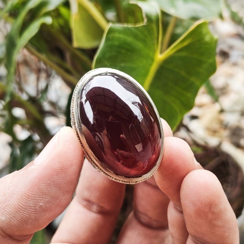 CINCIN BATU PERMATA NATURAL HESSONITE GROSSULAR RED GARNET KODE 02419