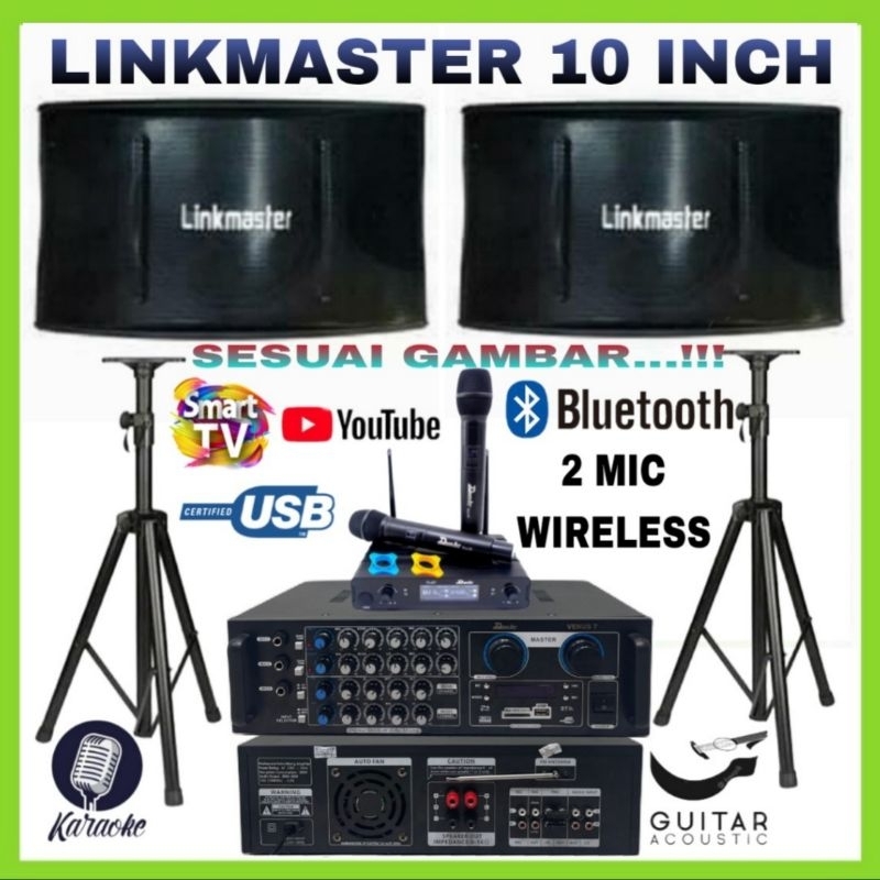 Paket Karaoke Sound System Linkmaster 10 Inch Amplifier Bluetooth Mic Wireless