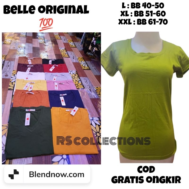 Baju Kaos Polos Belle Asli Wanita Tangan Pendek