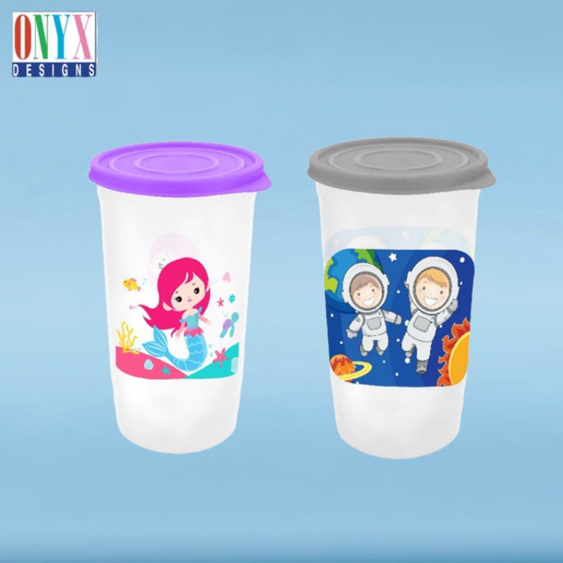 Tempat Minum / Botol Tumbler + Tutup Plastik Karakter Anak ONYX SEIV / Gelas Minum + Tutup