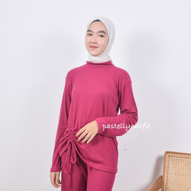 Blouse Serut Wanita Bahan Rib Pastelly