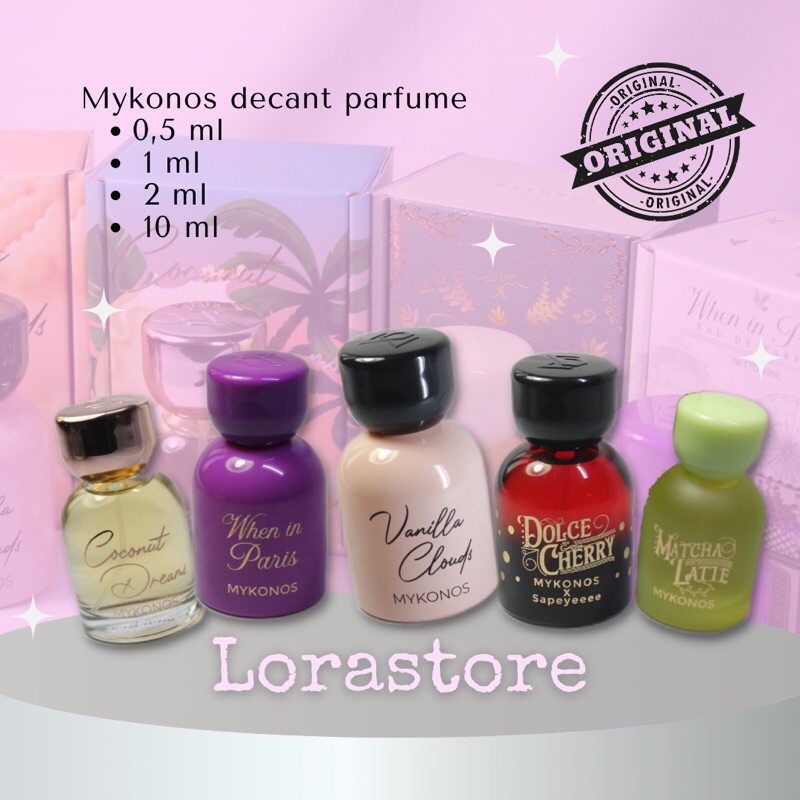 Decant share Mykonos parfumes (dolce cherry,vanilla clouds,coconut dream,matcha latte ,when in paris