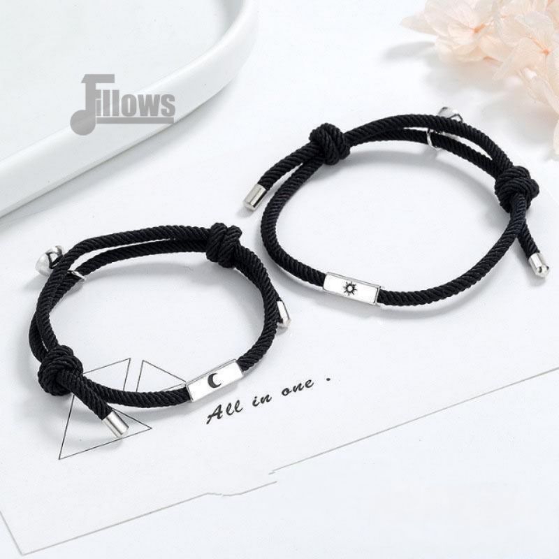 2 Pcs Gelang Couple Magnet Matahari dan Bulan Simbol Kasih Sayang