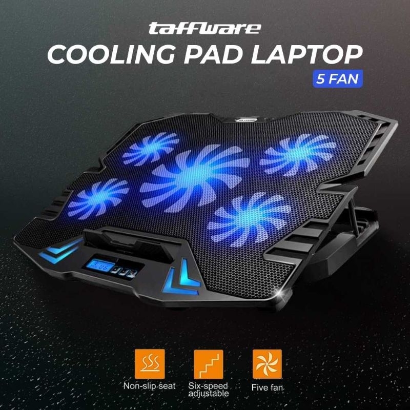 Taffware FAN Cooling Pad Laptop 5 Kipas Biru