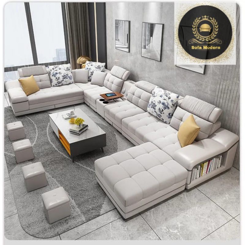 Sofa Letter U Furniture Kursi Jati Minimalis Ruang Tamu Jumbo Super Mewah