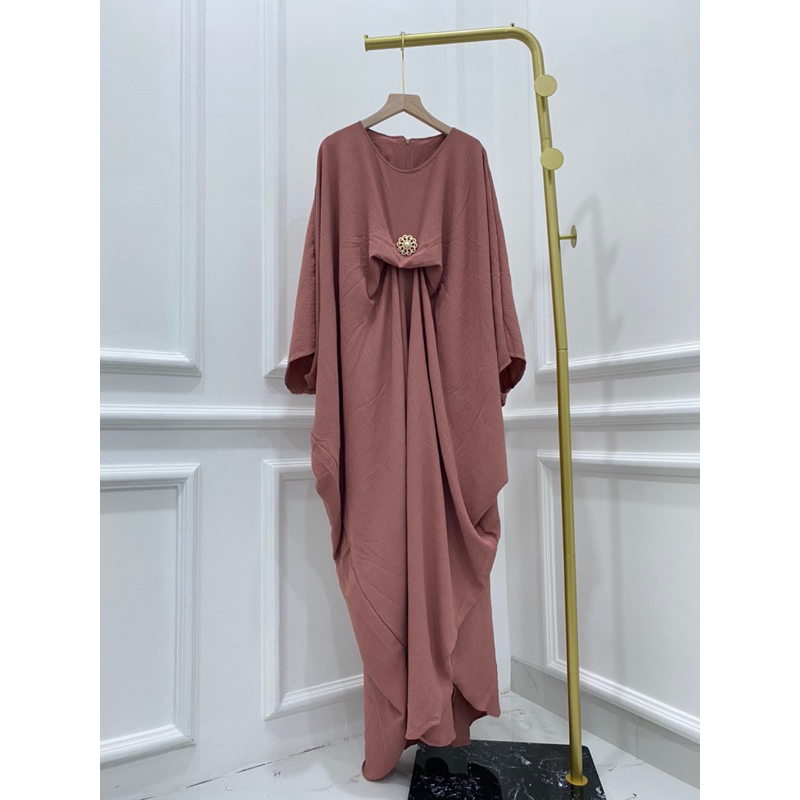 GAMIS LEBARAN KAFTAN MEWAH MURAH ACARA AGNES POLOS CRINKLE BROS EMAS BUNGA JUMBO XXL BIGSIZE BUMIL BUSUI