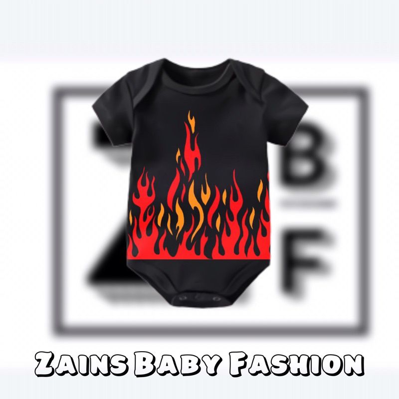 Kaos baju bayi Api Flame Burn jumper baby kids pendek tulisan usia 0 1 2 3 4 5 6 7 8 9 10 11 12 bula
