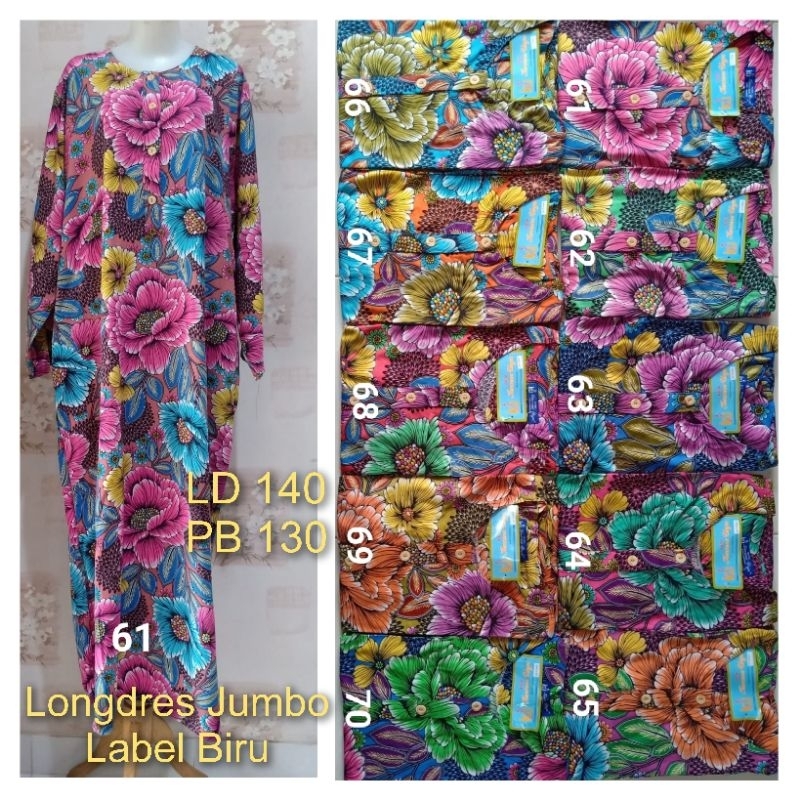 Longdres Jumbo LD 140cm Kencana Ungu label Biru