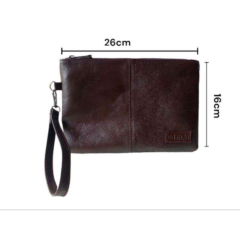 TAS TANGAN DOMPET KULIT ASLI 100% PRIA WANITA / CLUTH HANDBAG LIME BLACK Brown