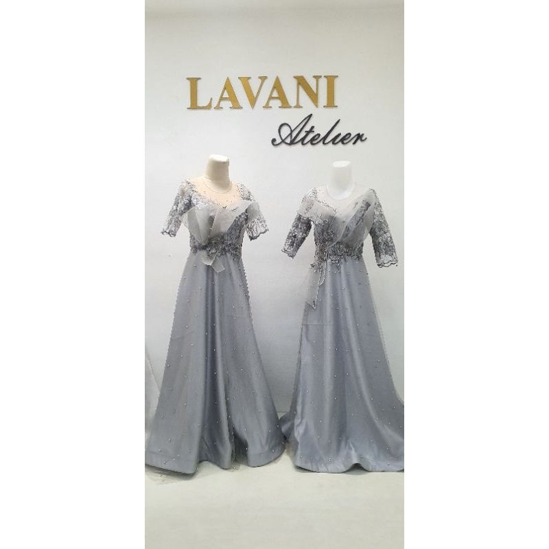 gaun pesta silver / abu-abu / gaun mama / gaun sister size XL