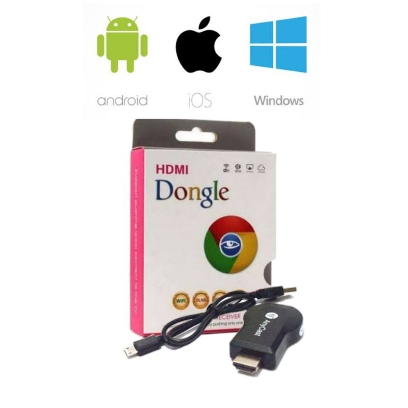 PAKET ANYCAST DONGLE PLUS CONVERTER HDMI TO RCA / ALAT UNTUK MENYAMBUNGKAN HP KE TV TABUNG / PENGHUBUNG HP KE TV TABUNG