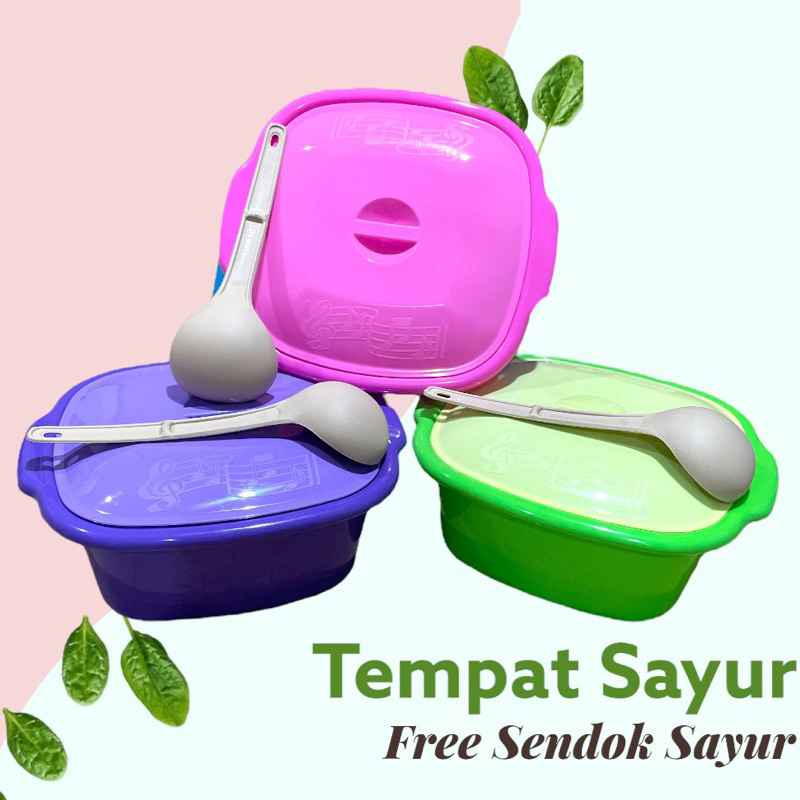 Kotak Wadah Sayur Lebaran MELODY Plastik/ Tempat Sayur Bonus Sendok Sayur / Wadah Saji Serbaguna