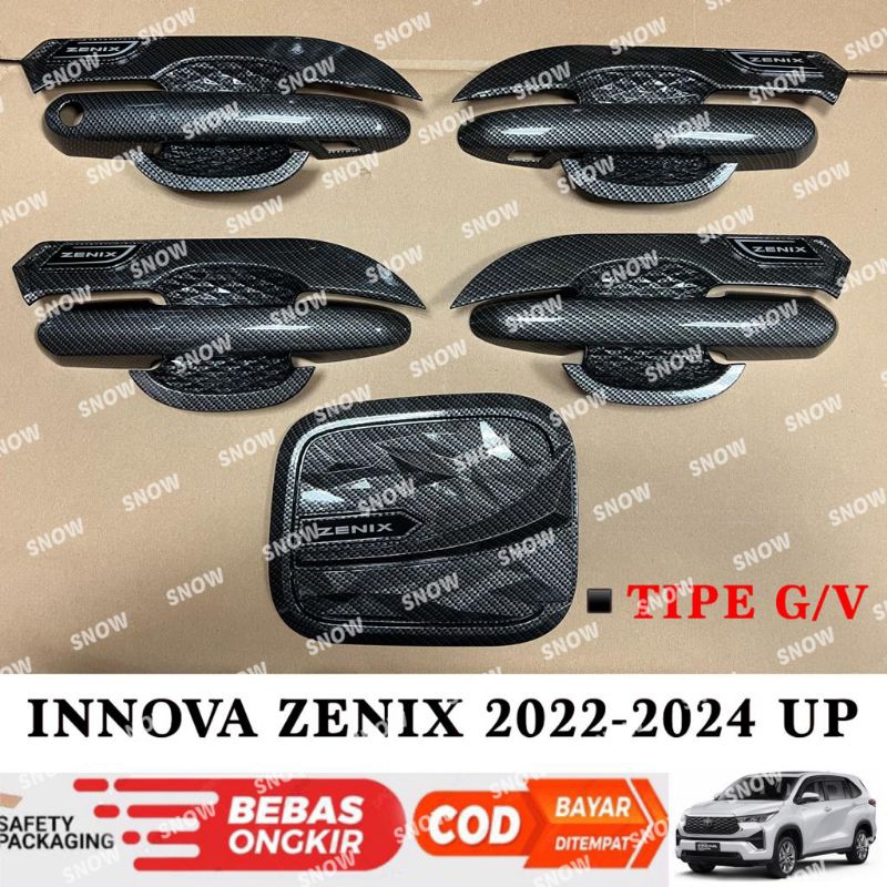 Paket Outer Handle Tank Cover Innova Zenix 2022 2023 2024 Carbon